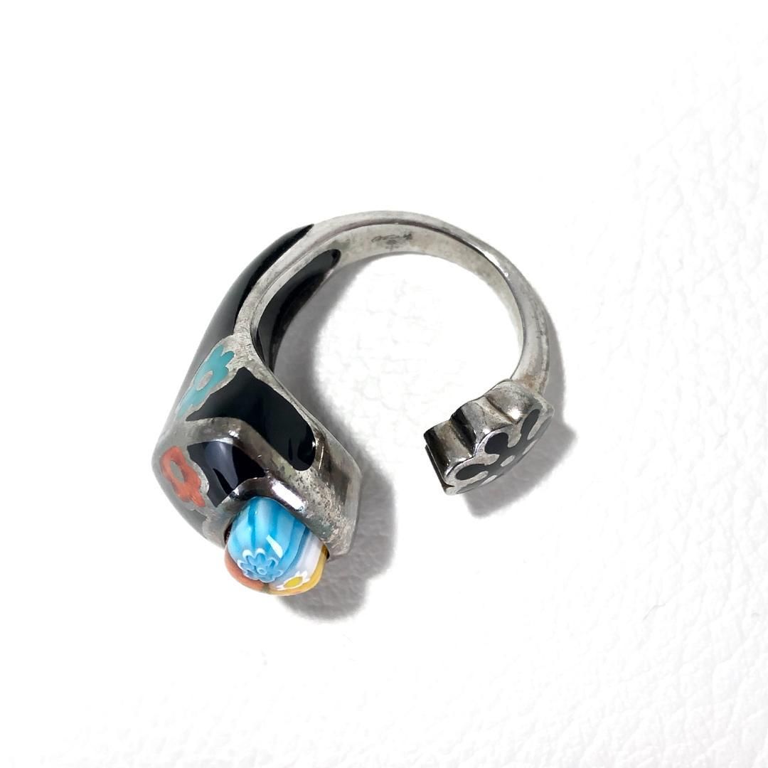 Alan K アランケイ／レディース／ベネチアンガラス リング 花柄 ／15号／SV925／シルバー・マルチカラー