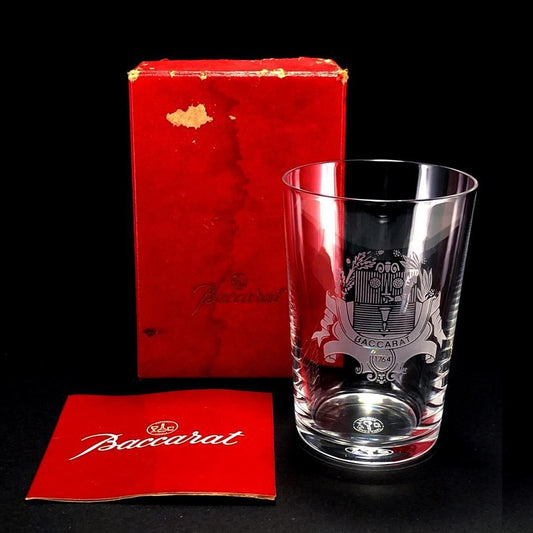 【希少・美品・箱付き】Baccarat バカラ／バカラ村 紋章刻印 ミニ タンブラー／クリスタルグラス／イエロー・ブラウン／BC299