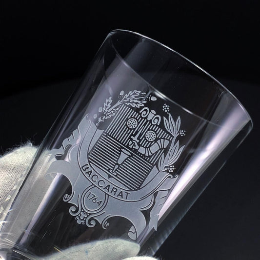 【希少・美品・箱付き】Baccarat バカラ／バカラ村 紋章刻印 ミニ タンブラー／クリスタルグラス／イエロー・ブラウン／BC299