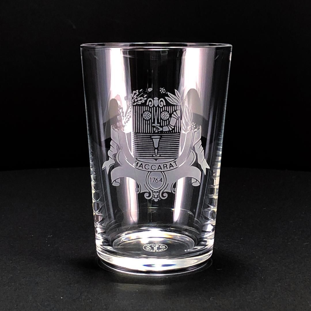 【希少・美品・箱付き】Baccarat バカラ／バカラ村 紋章刻印 ミニ タンブラー／クリスタルグラス／イエロー・ブラウン／BC299