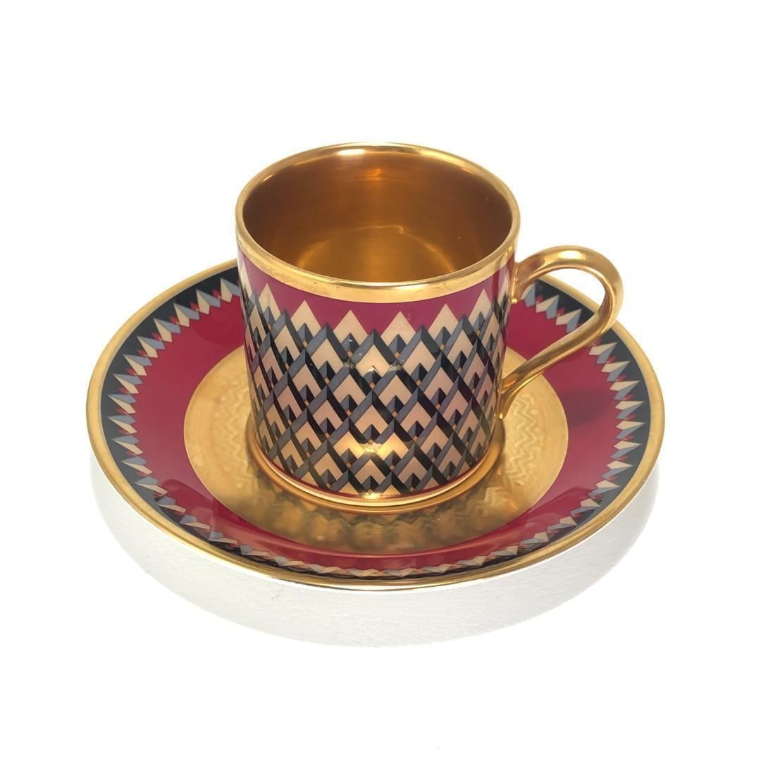 【希少・美品】Noritake ノリタケ／スタジオコレクション 金彩 カップ＆ソーサー／陶器／レッド ゴールド