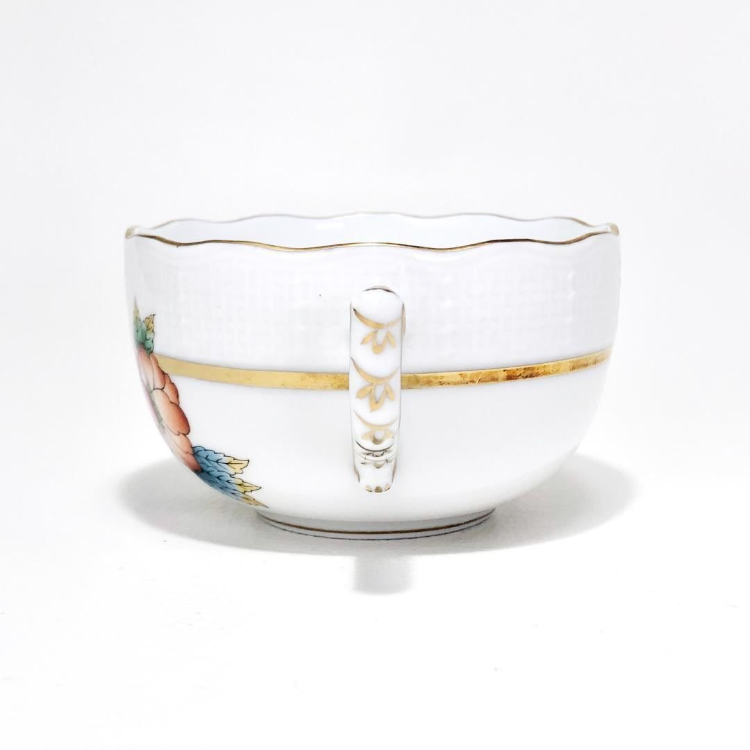 【美品】HEREND ヘレンド／ヴィクトリア・ゴールド カップ＆ソーサー 金彩／陶器／ホワイト・マルチカラー／HV04