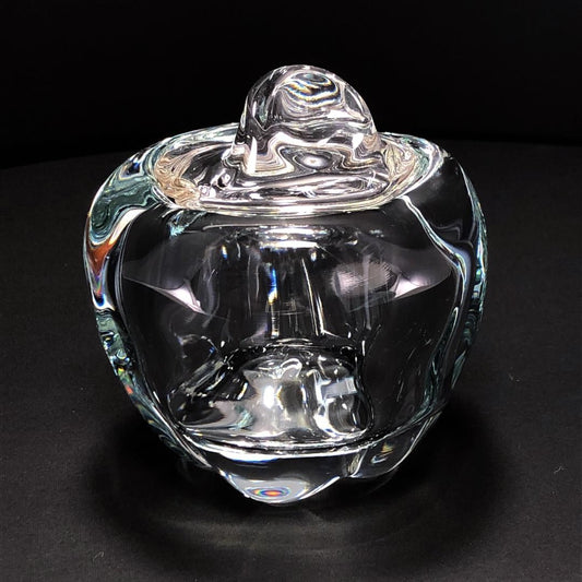 【ヴィンテージ】Tiffany ティファニー／エルサ・ペレッティ アップル型 蓋付ジャムポット／クリスタルグラス／クリア