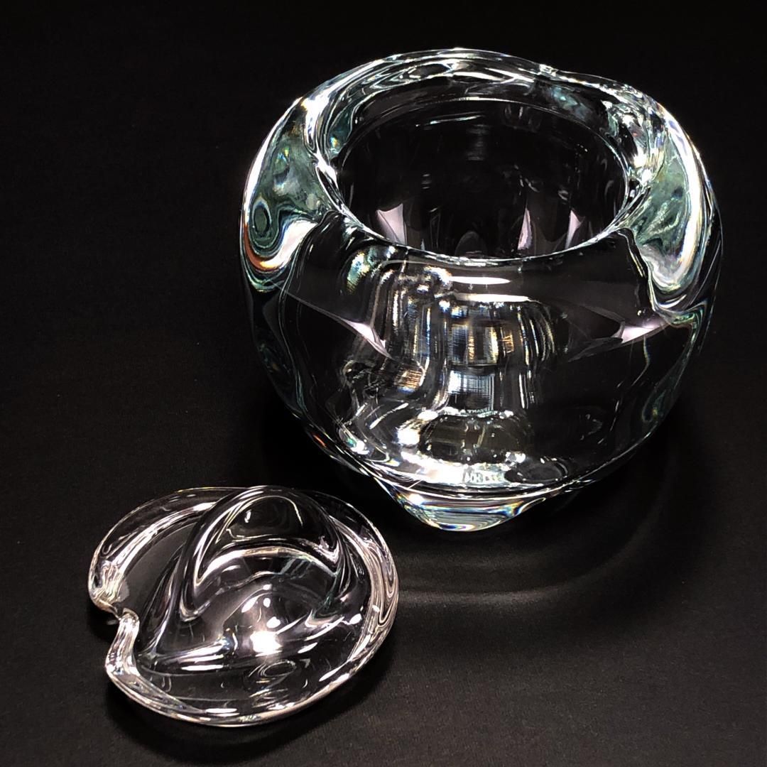 【ヴィンテージ】Tiffany ティファニー／エルサ・ペレッティ アップル型 蓋付ジャムポット／クリスタルグラス／クリア