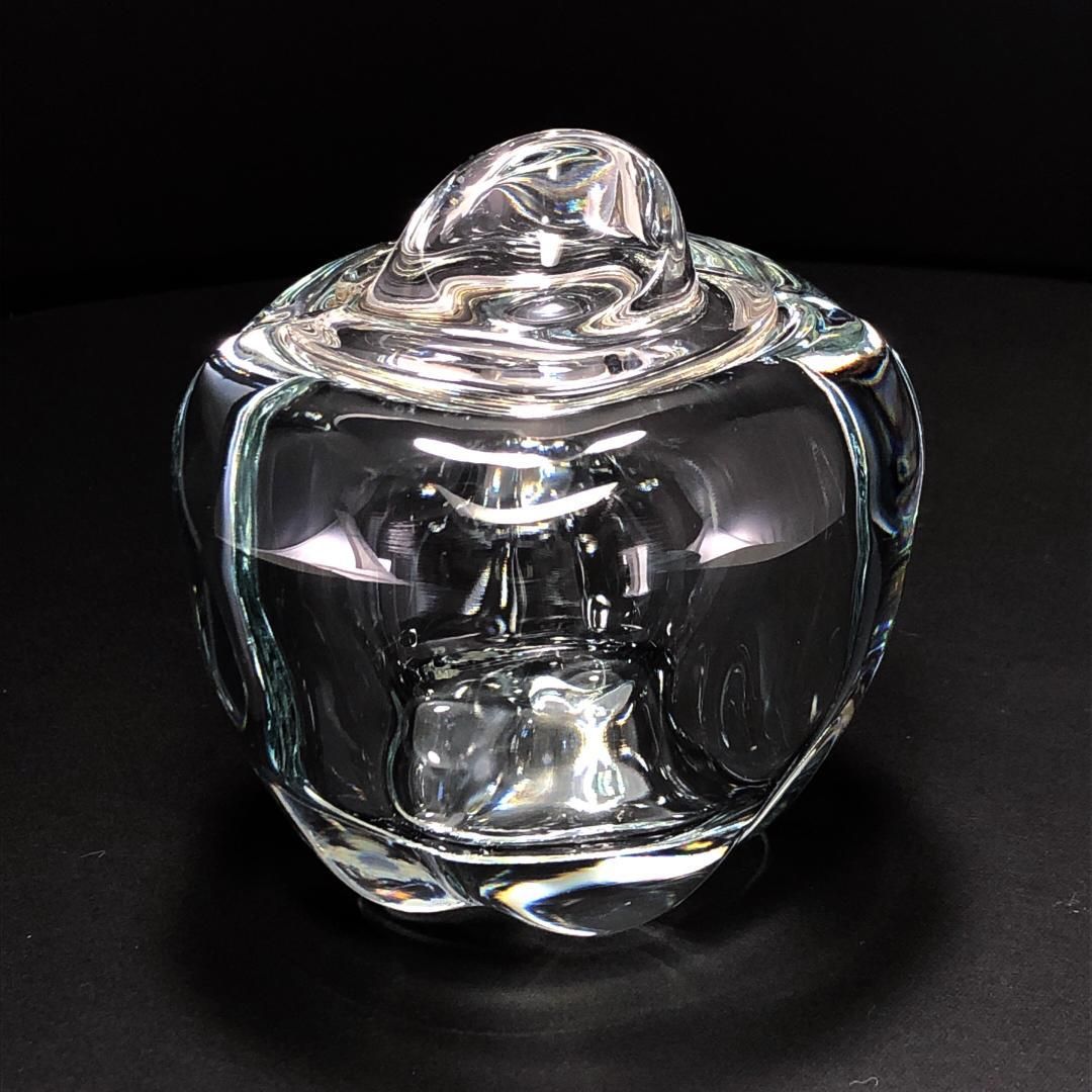 【ヴィンテージ】Tiffany ティファニー／エルサ・ペレッティ アップル型 蓋付ジャムポット／クリスタルグラス／クリア