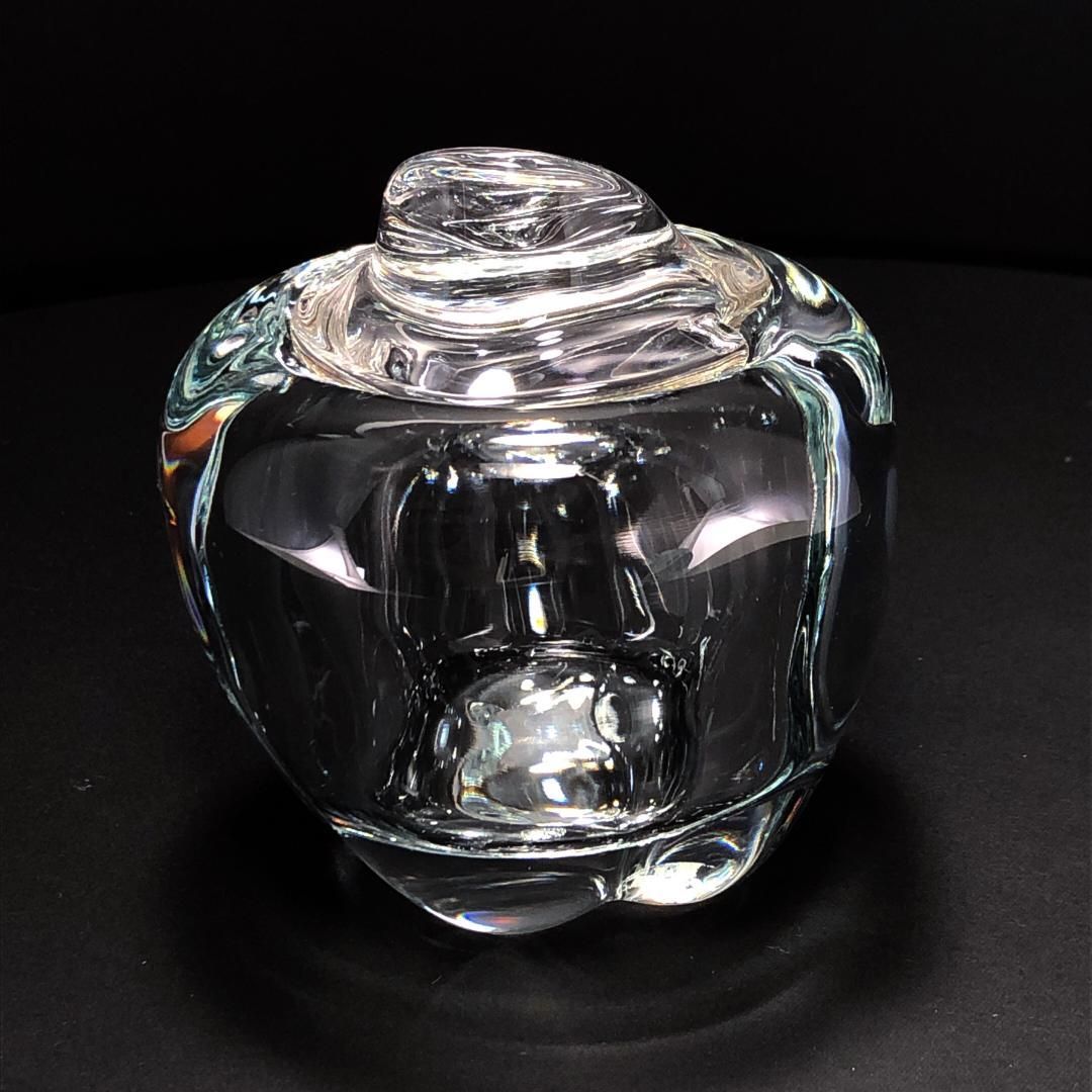 【ヴィンテージ】Tiffany ティファニー／エルサ・ペレッティ アップル型 蓋付ジャムポット／クリスタルグラス／クリア