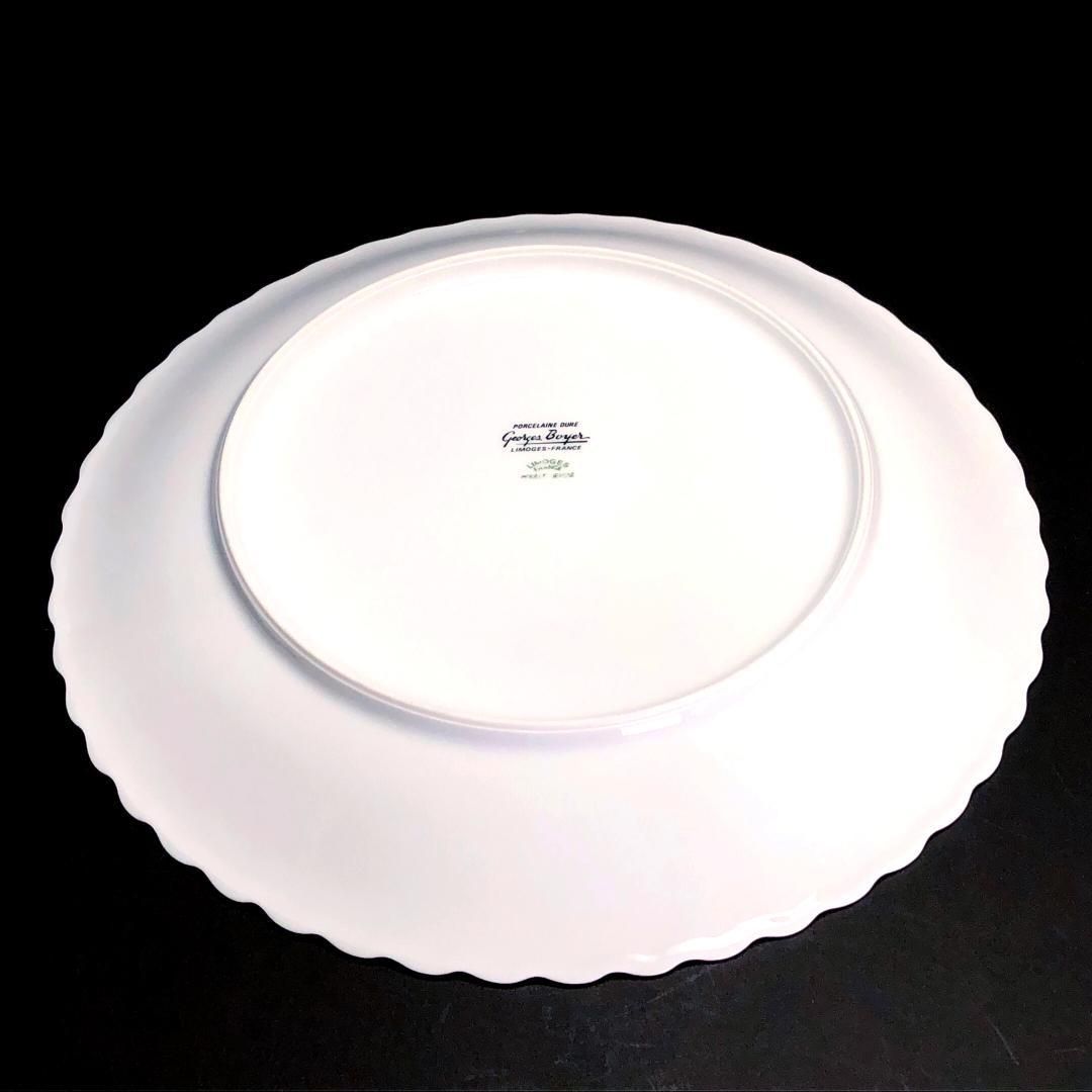 【美品】Limoges リモージュ／ジョルジュボワイエ ペルサーン ペア 大皿／フローラル・花／陶器／ホワイト・マルチカラー