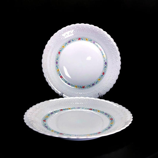 【美品】Limoges リモージュ／ジョルジュボワイエ ペルサーン ペア 大皿／フローラル・花／陶器／ホワイト・マルチカラー