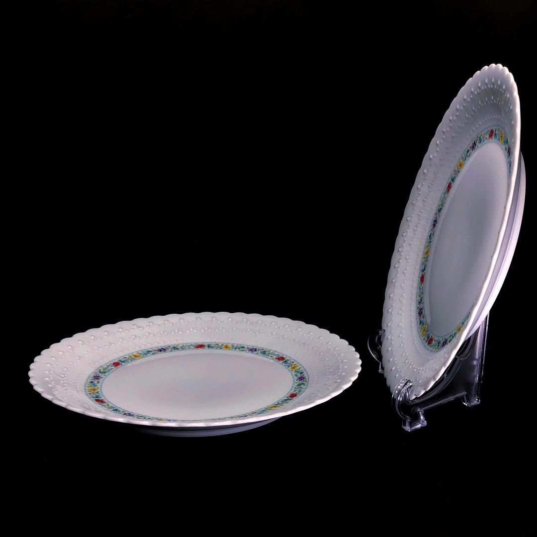 【美品】Limoges リモージュ／ジョルジュボワイエ ペルサーン ペア 大皿／フローラル・花／陶器／ホワイト・マルチカラー