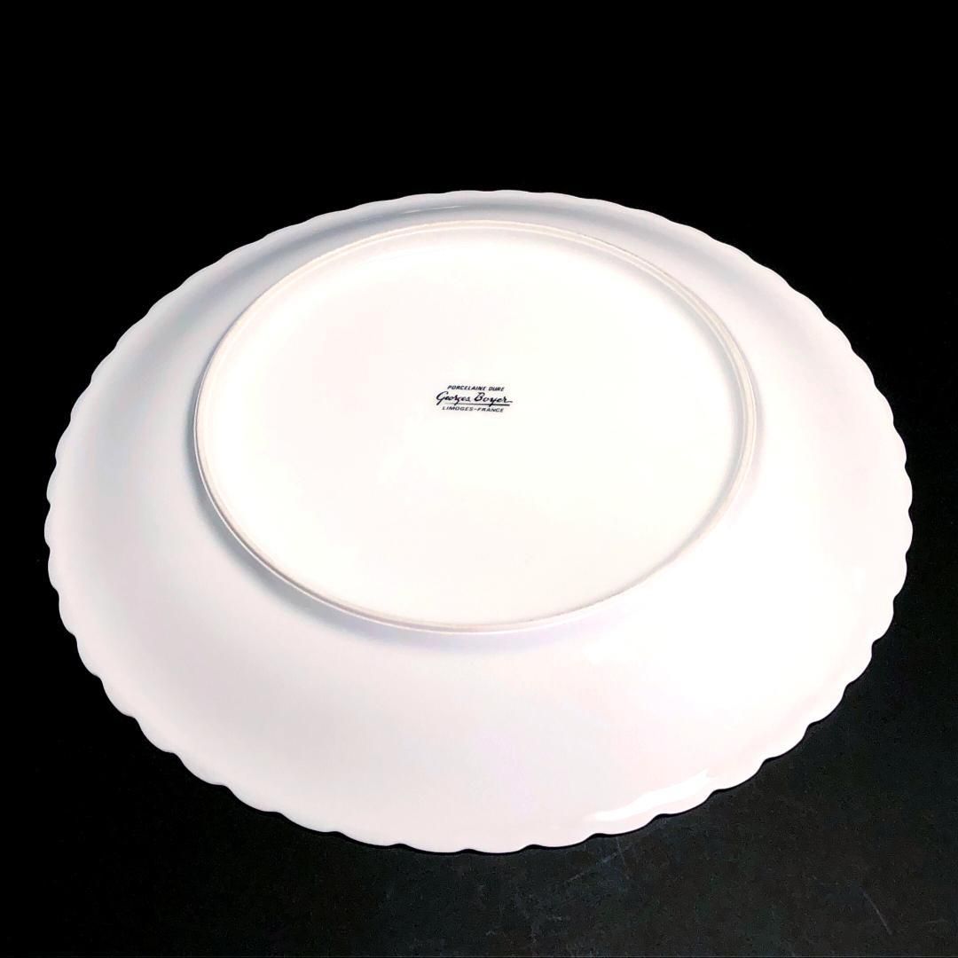 【美品】Limoges リモージュ／ジョルジュボワイエ ペルサーン ペア 大皿／フローラル・花／陶器／ホワイト・マルチカラー