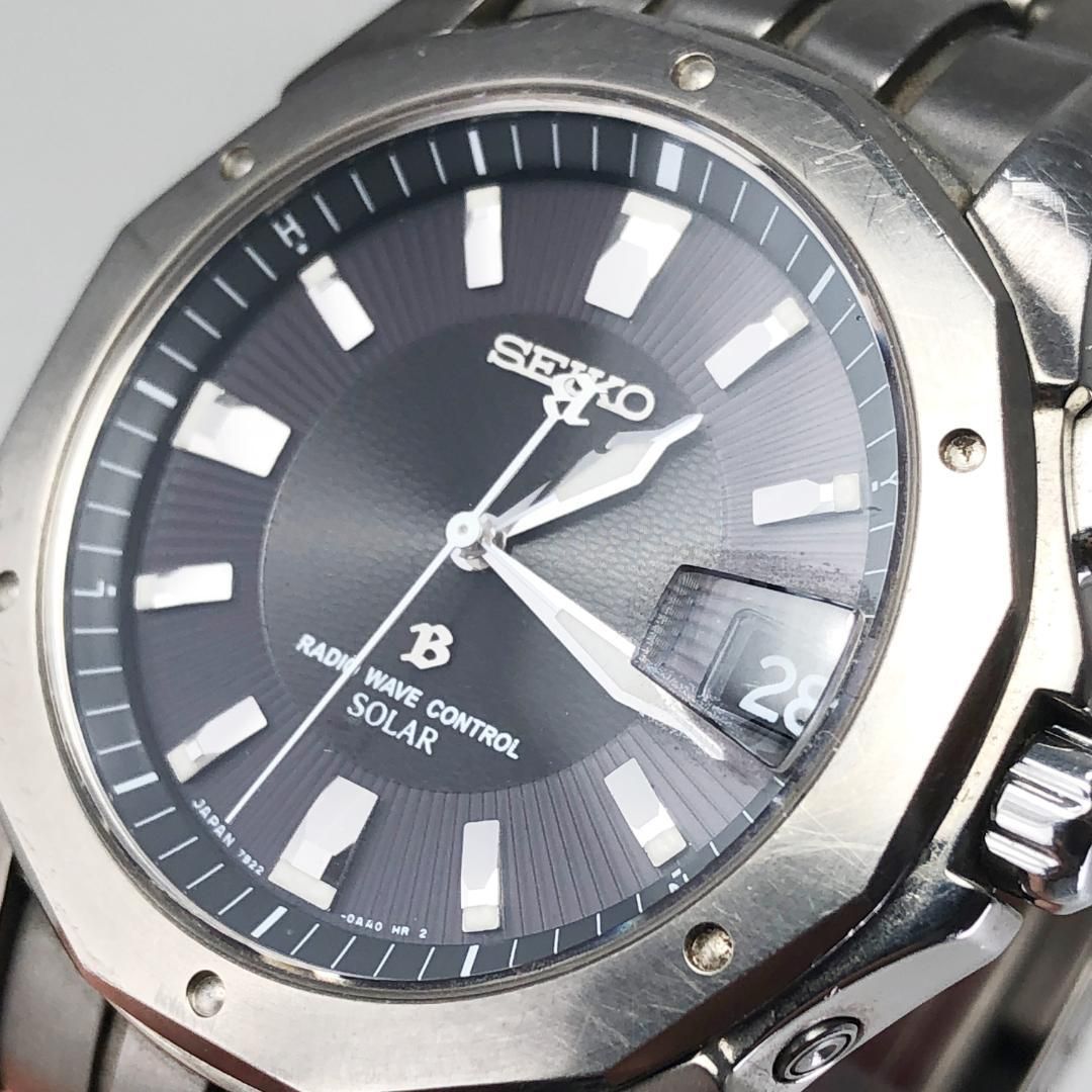 SEIKO セイコー／メンズ 腕時計／ブライツ 7B22-0AC0／ソーラークォーツ／チタン／シルバー・ブラック