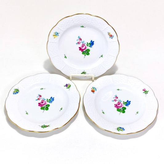 【美品】HEREND ヘレンド／小皿／エリザベートの薔薇 金彩 プレート 3枚セット／陶器／ホワイト／HE02