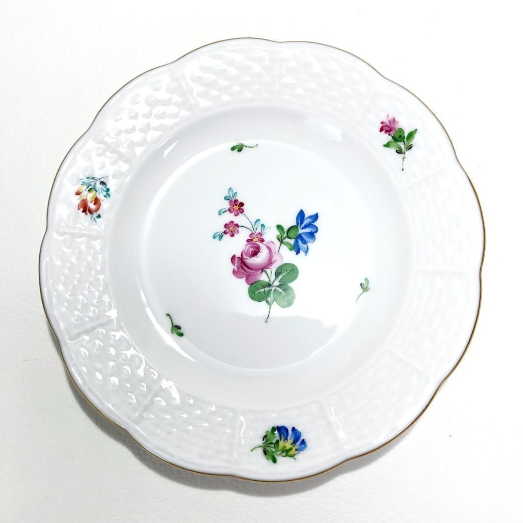 【美品】HEREND ヘレンド／小皿／エリザベートの薔薇 金彩 プレート 3枚セット／陶器／ホワイト／HE02