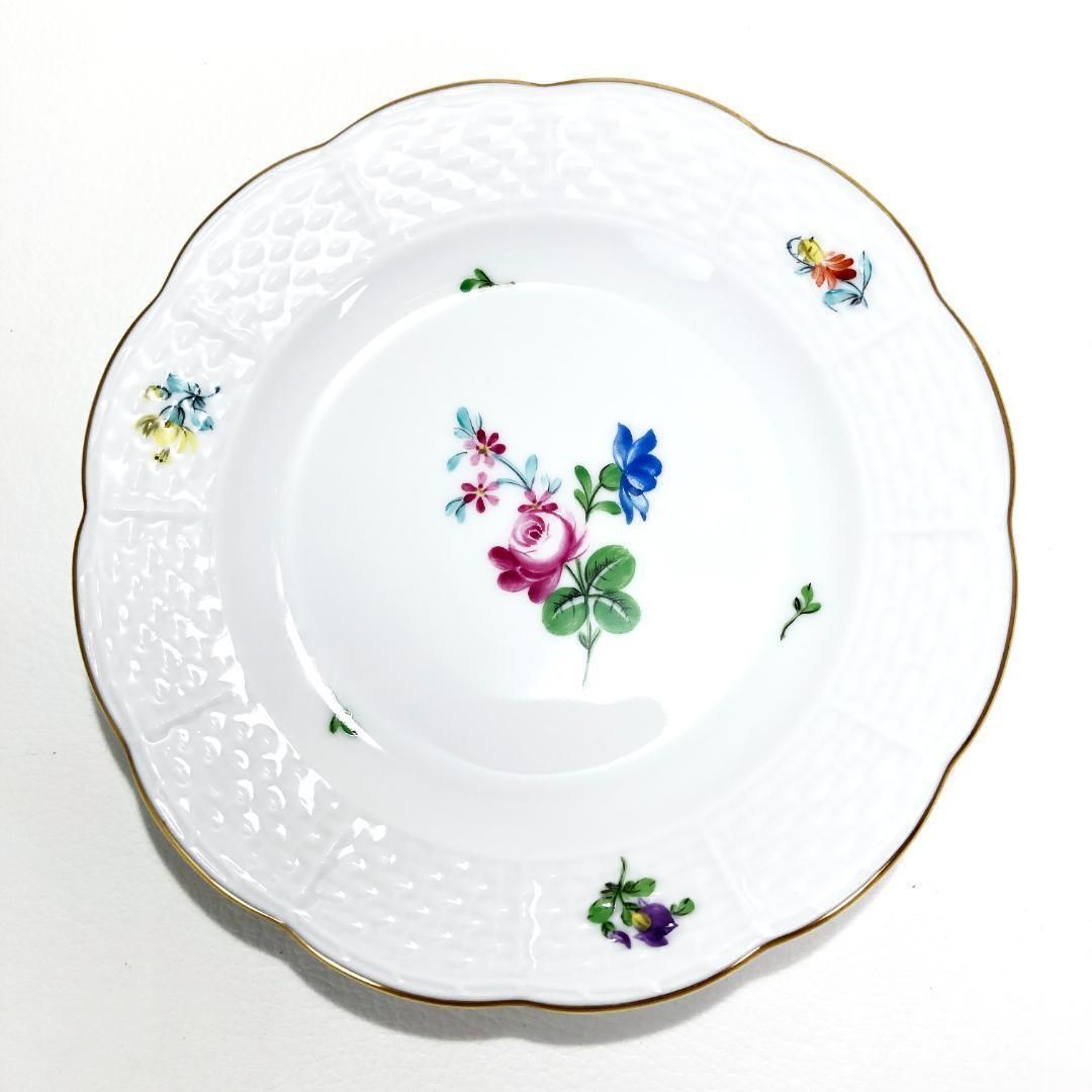 【美品】HEREND ヘレンド／小皿／エリザベートの薔薇 金彩 プレート 3枚セット／陶器／ホワイト／HE02