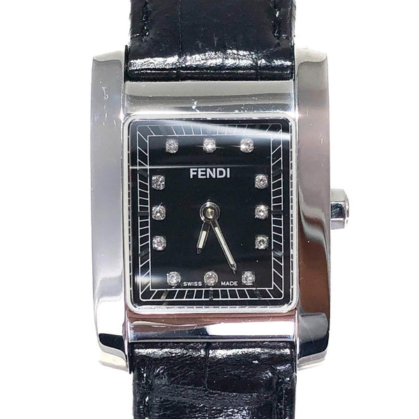 【電池交換済み】FENDI フェンディ／フェンディクラシコ 7000L／クォーツ／12ポイントダイヤ／ステンレス レザー