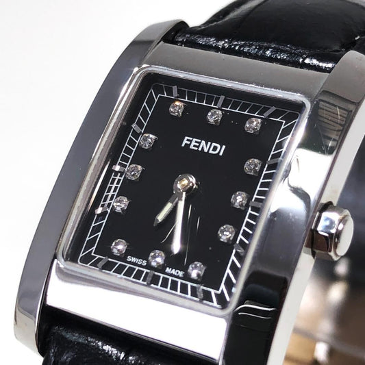 【電池交換済み】FENDI フェンディ／フェンディクラシコ 7000L／クォーツ／12ポイントダイヤ／ステンレス レザー