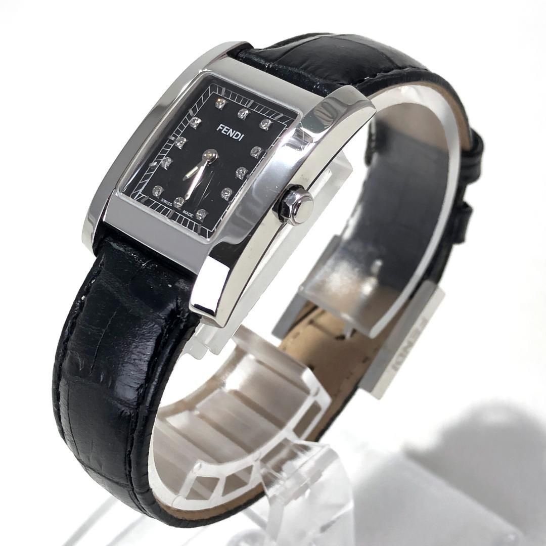 【電池交換済み】FENDI フェンディ／フェンディクラシコ 7000L／クォーツ／12ポイントダイヤ／ステンレス レザー