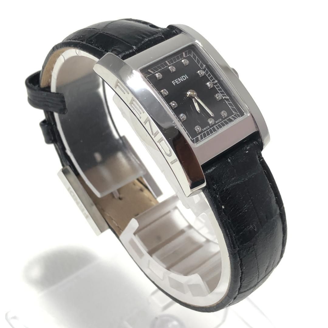 【電池交換済み】FENDI フェンディ／フェンディクラシコ 7000L／クォーツ／12ポイントダイヤ／ステンレス レザー
