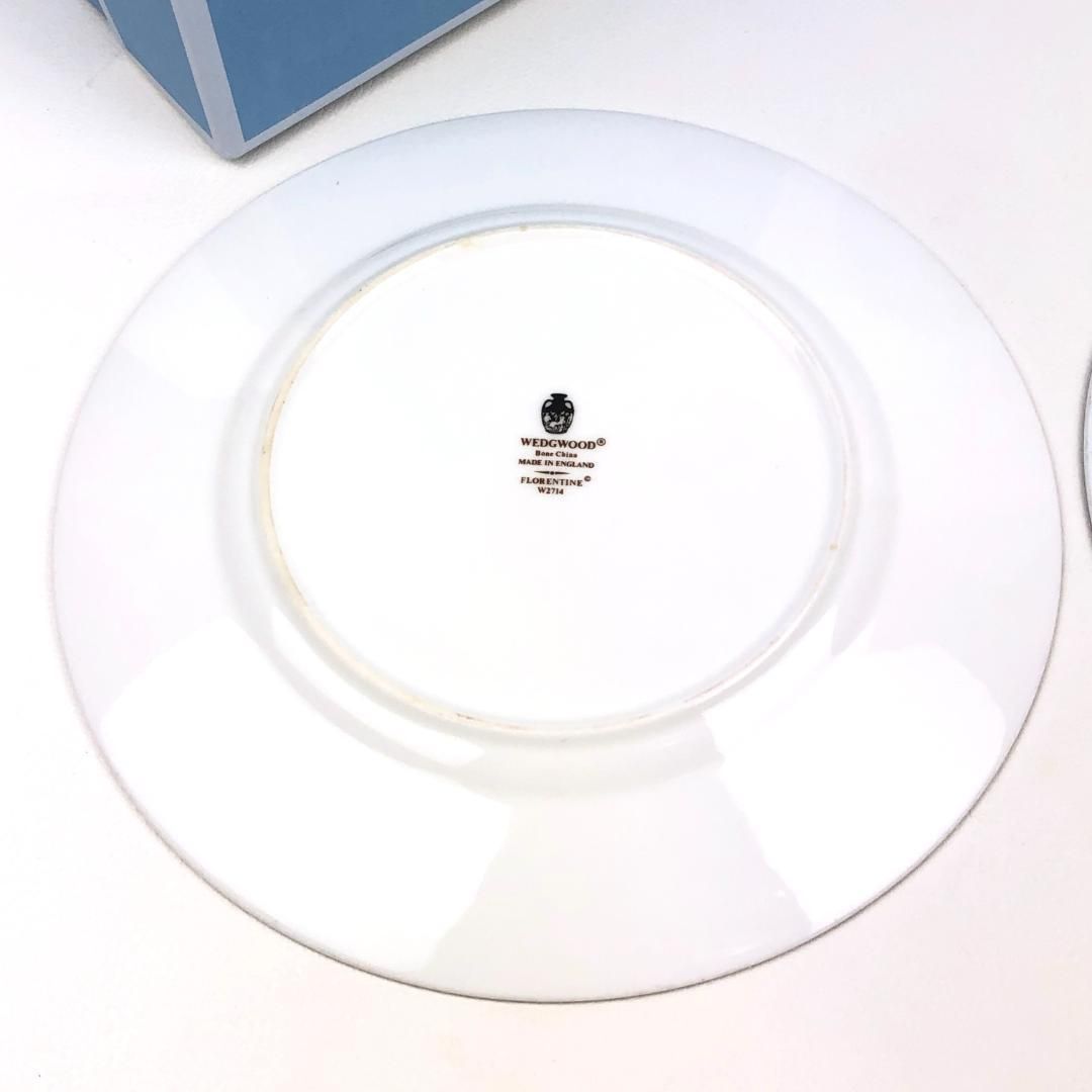 WEDGWOOD ウェッジウッド／フロレンティーン ターコイズ クープ プレート 皿 3枚 セット／陶器／ホワイト・ブルー