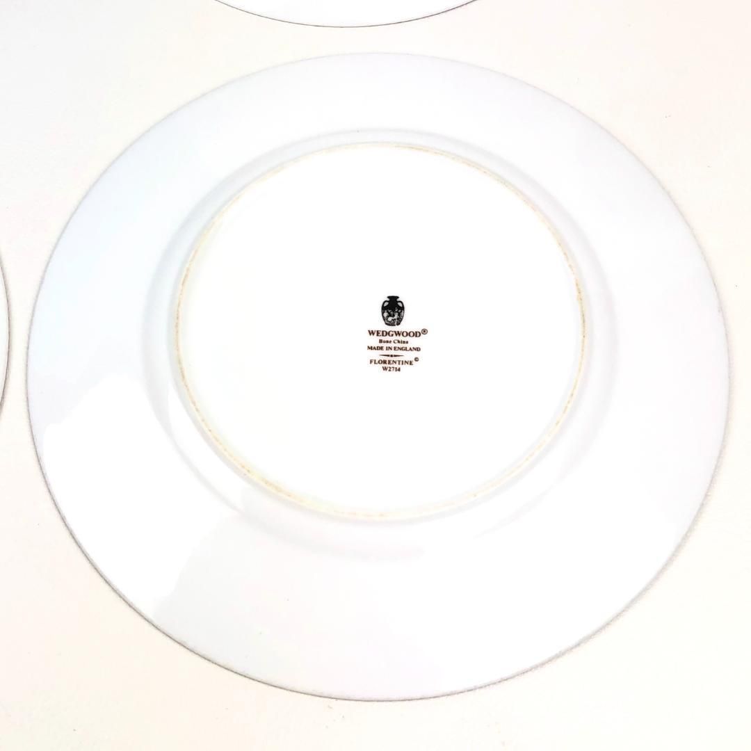 WEDGWOOD ウェッジウッド／フロレンティーン ターコイズ クープ プレート 皿 3枚 セット／陶器／ホワイト・ブルー