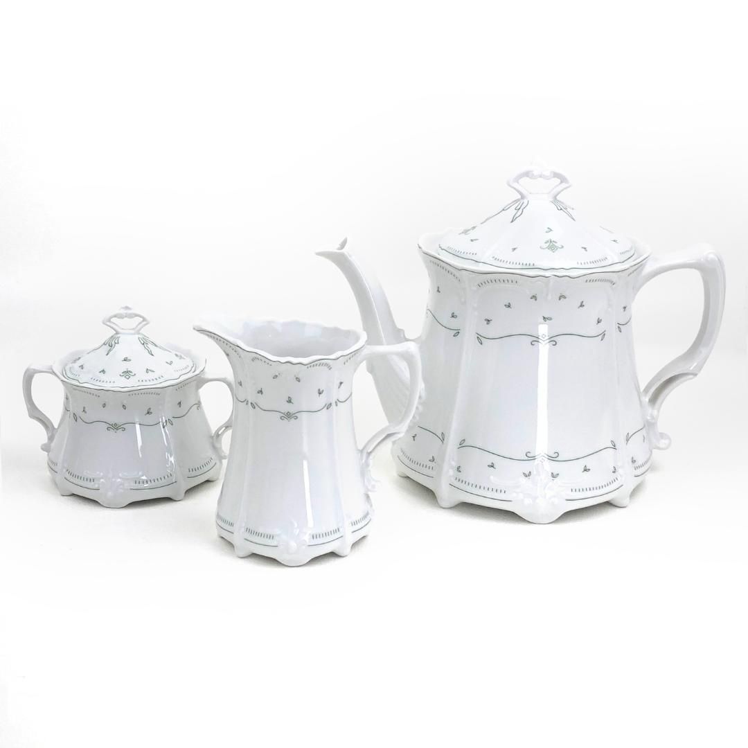 【美品】TIRSCHENREUTH ティルシェンロイト／ババリア ティーポット・シュガーポット・クリーマー／陶器／ホワイト