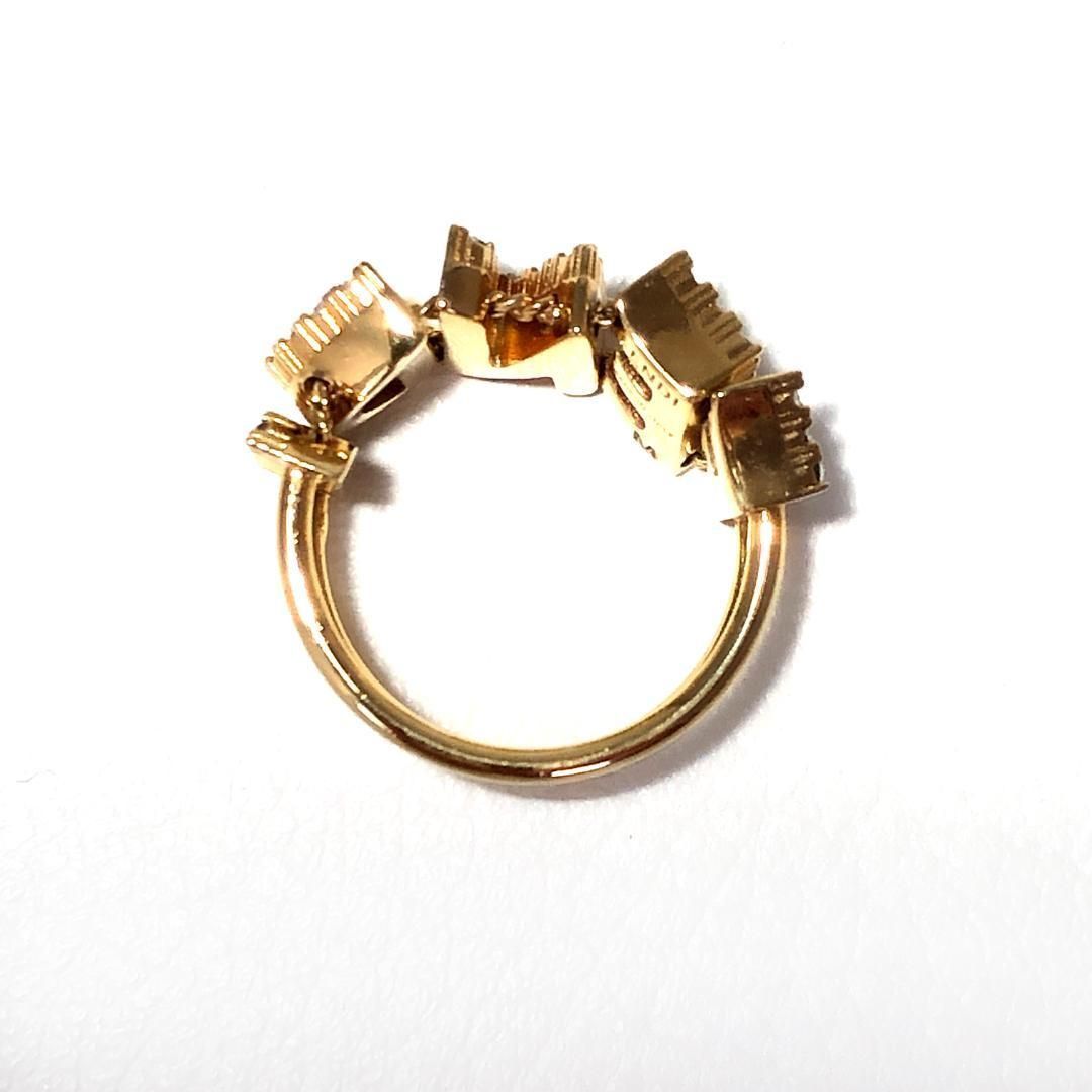 【美品】FENDI フェンディ／レディース ロゴ ラインストーン ゴールド リング／GP／11号／ゴールド