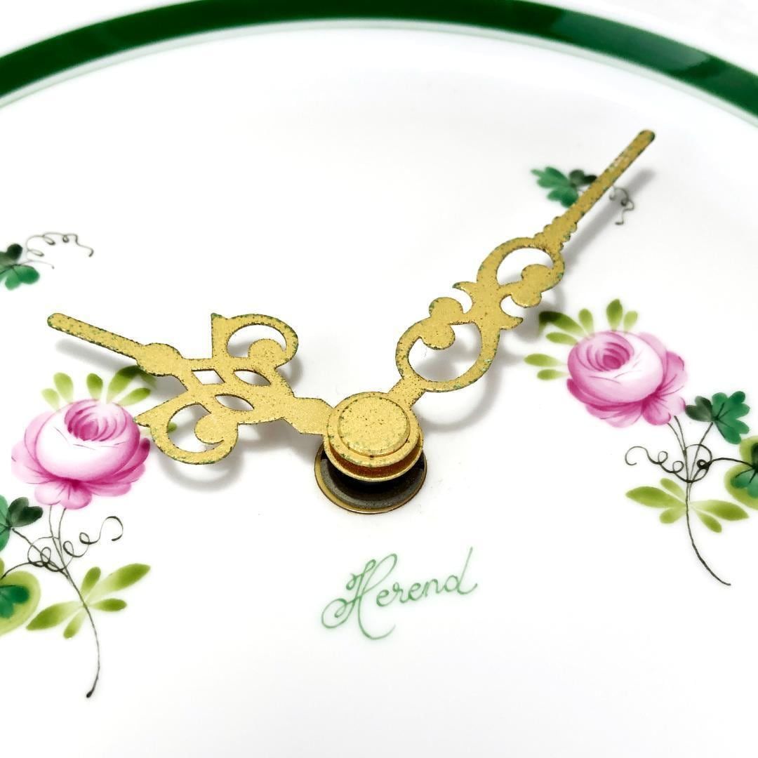 HEREND ヘレンド／ウィーンの薔薇 ウォールクロック 23cm／陶器／ホワイト マルチカラー