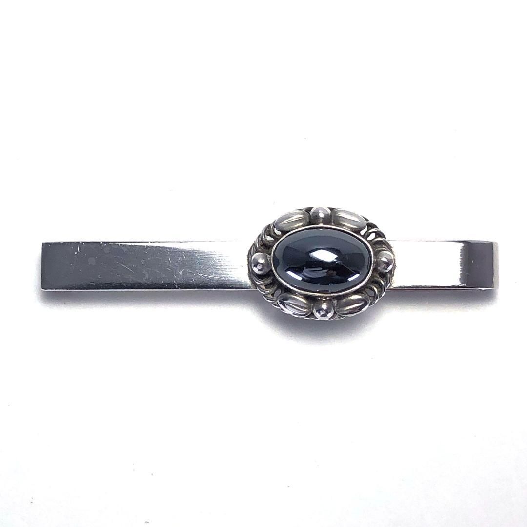 【美品・箱付】Georg Jensen ジョージジェンセン／ヘマタイトネクタイピン・カフスセット／SV925S／シルバー