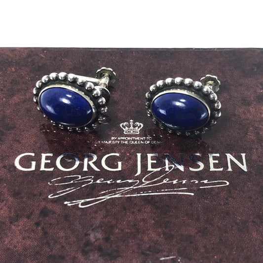【美品・箱付き】Georg jensen ジョージジェンセン／ラピスラズリ イヤリング／59／SV925／シルバー・ブルー