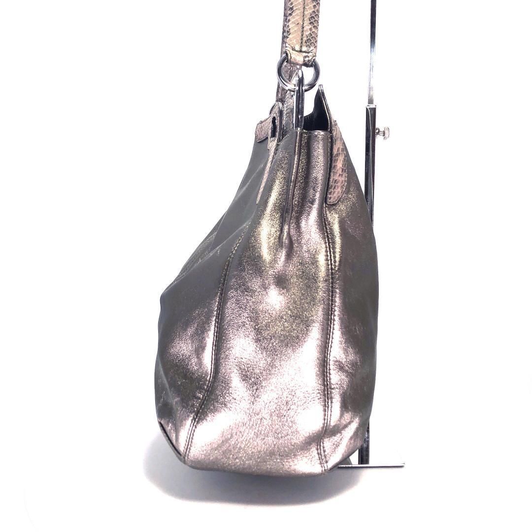 【美品・保管袋付き】Cartier カルティエ／マルチェロ ホーボー ショルダーバッグ／パイソン／メタリック ブロンズ