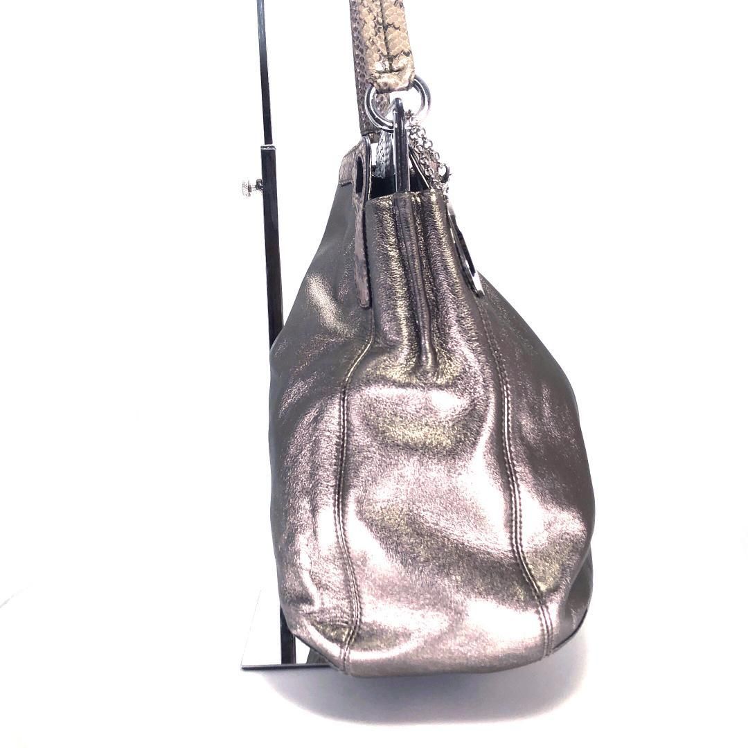 【美品・保管袋付き】Cartier カルティエ／マルチェロ ホーボー ショルダーバッグ／パイソン／メタリック ブロンズ