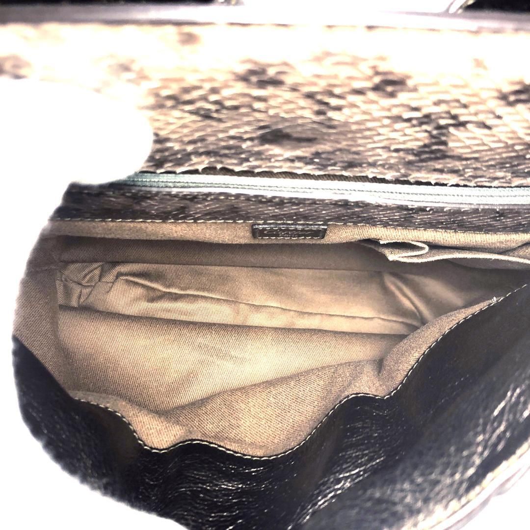 【美品・保管袋付き】Cartier カルティエ／マルチェロ ホーボー ショルダーバッグ／パイソン／メタリック ブロンズ