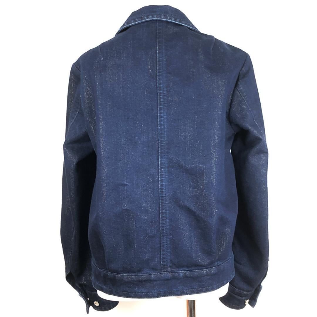 【美品】Dries Van Noten ドリスヴァンノッテン／レディース デニムジャケット／金ボーダー・金糸ラメ／34／ダークブルー ゴールド