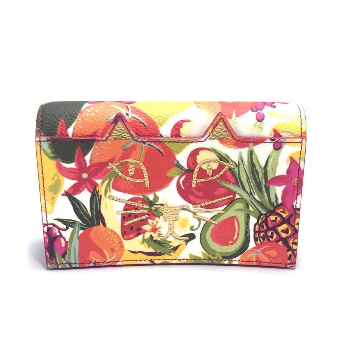 【美品・箱・保管袋付】Charlotte Olympia シャルロットオリンピア／ショルダーバッグ／猫／レザー／トロピカル 総柄