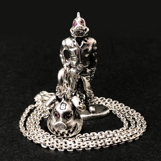 【希少・美品】BuMeeRo ブミーロ／ペンダントトップ ネックレス／ピッグ ブタ／SV925・色石／シルバー