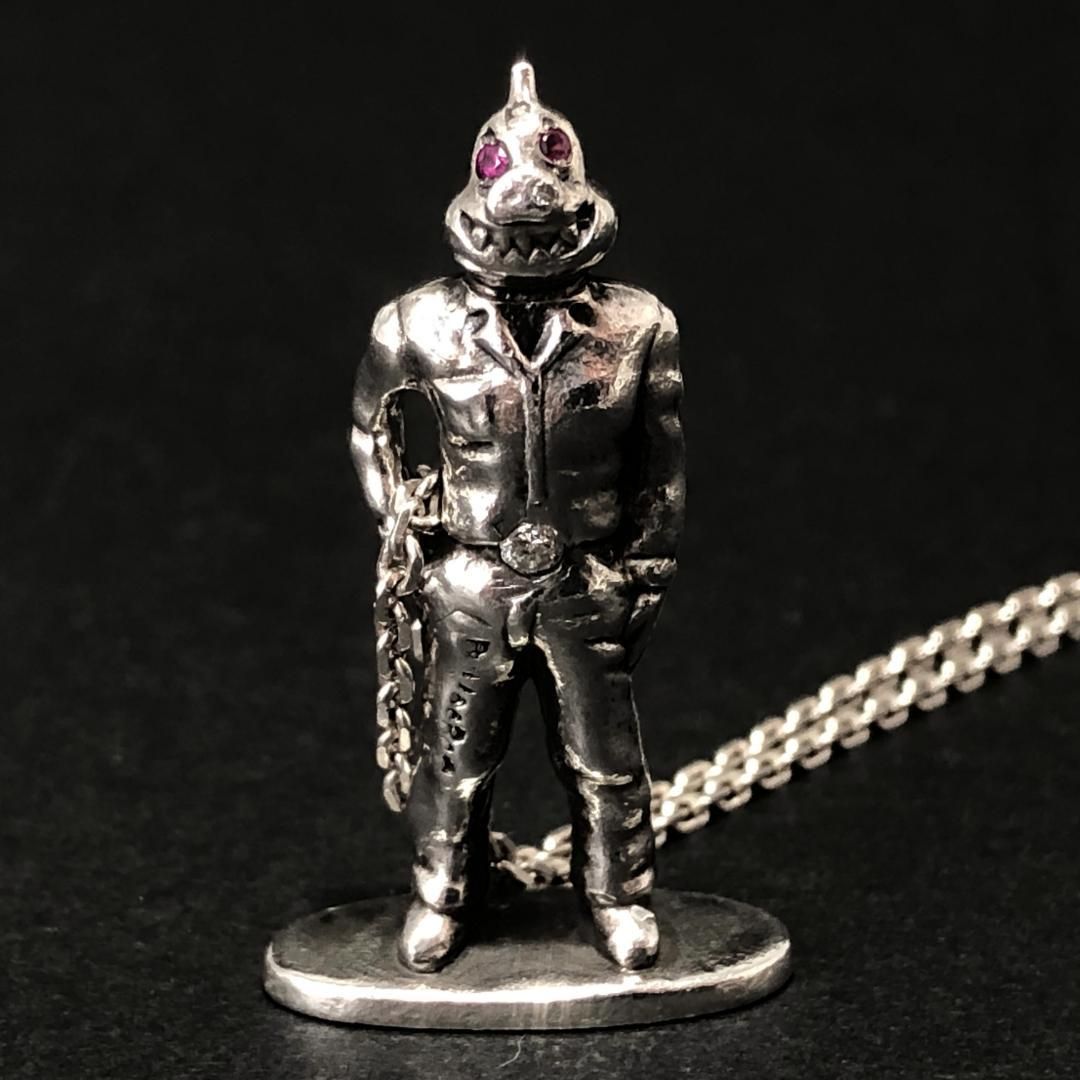 【希少・美品】BuMeeRo ブミーロ／ペンダントトップ ネックレス／ピッグ ブタ／SV925・色石／シルバー