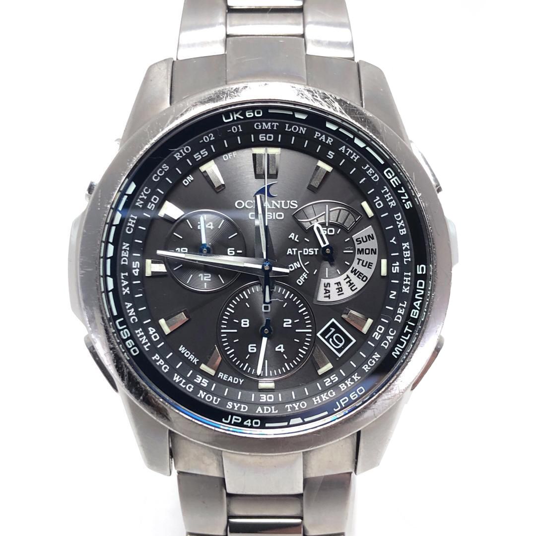 【電池交換済・箱・コマ付き】CASIO カシオ／オシアナス OCW-M700TDJ-1AJF／ソーラークォーツ／チタン／シルバー・ブラック