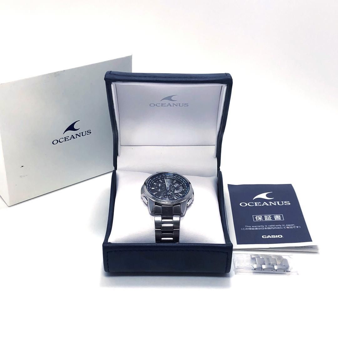 【電池交換済・箱・コマ付き】CASIO カシオ／オシアナス OCW-M700TDJ-1AJF／ソーラークォーツ／チタン／シルバー・ブラック