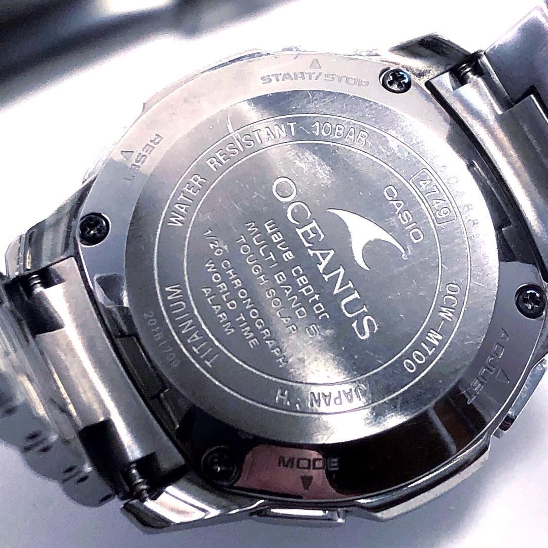 【電池交換済・箱・コマ付き】CASIO カシオ／オシアナス OCW-M700TDJ-1AJF／ソーラークォーツ／チタン／シルバー・ブラック