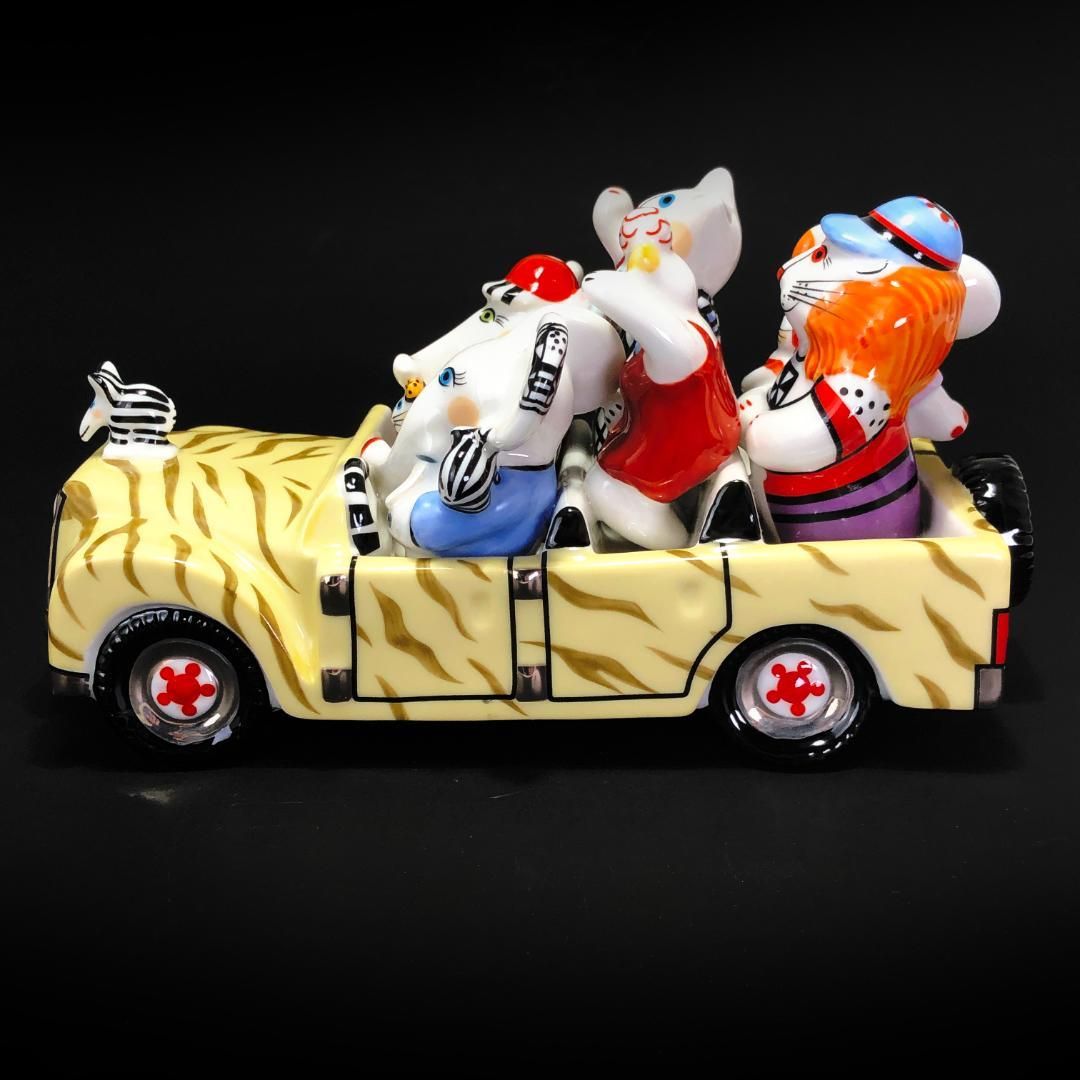 【美品】Villeroy And Boch ビレロイアンドボッホ／ベネディクト サファリ オートモービル 置物／動物 アニマル／陶器／マルチカラー