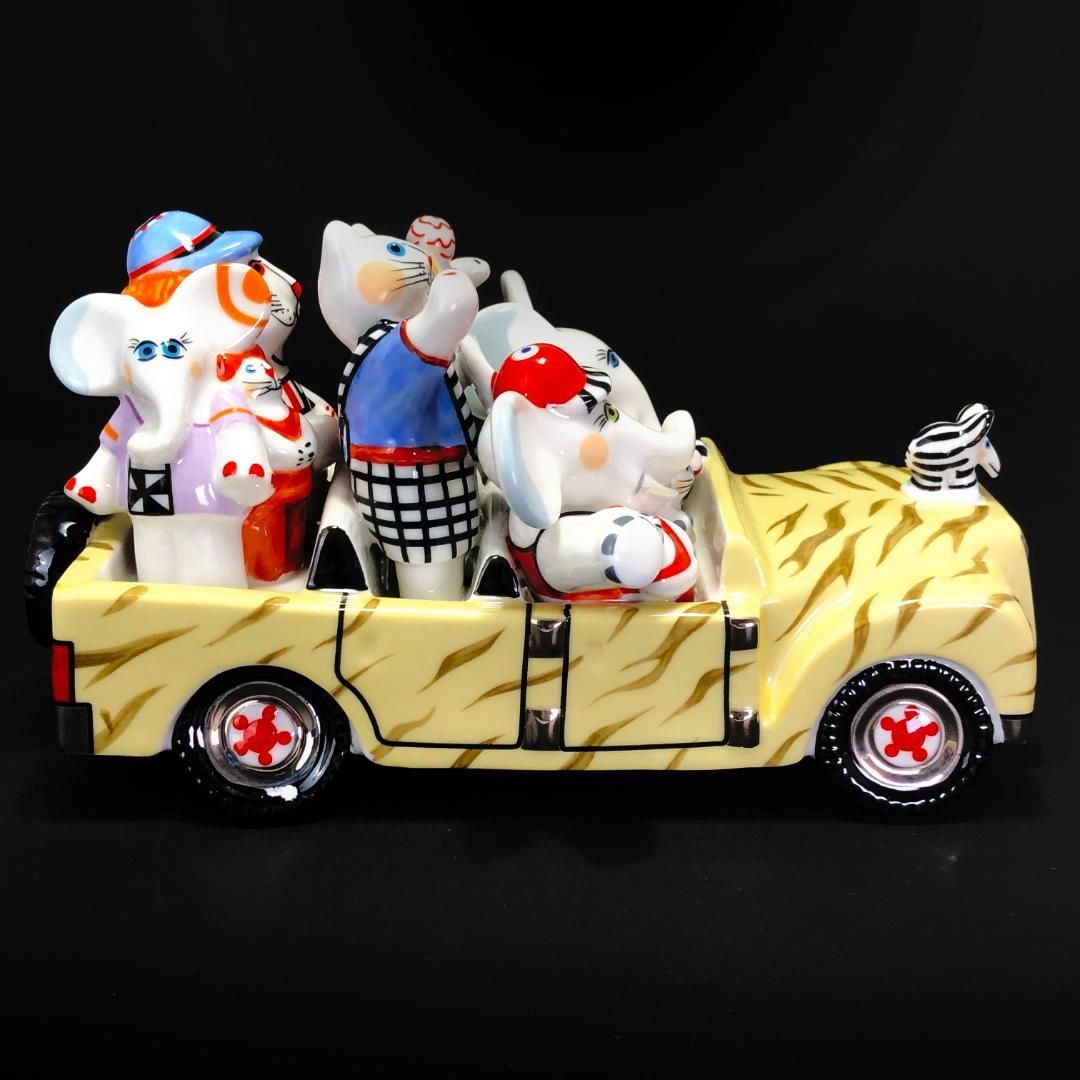 【美品】Villeroy And Boch ビレロイアンドボッホ／ベネディクト サファリ オートモービル 置物／動物 アニマル／陶器／マルチカラー
