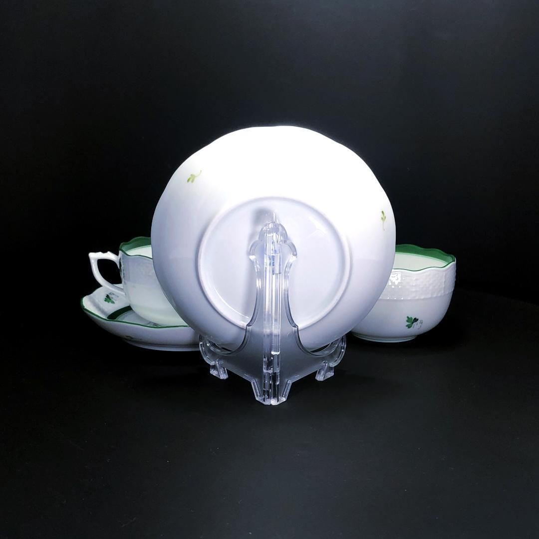 【美品】HEREND ヘレンド／ウィーンのバラ カップ＆ソーサー1客・カップのみ1客・フルーツ皿1枚／フローラル・花／陶器／ホワイト・グリーン