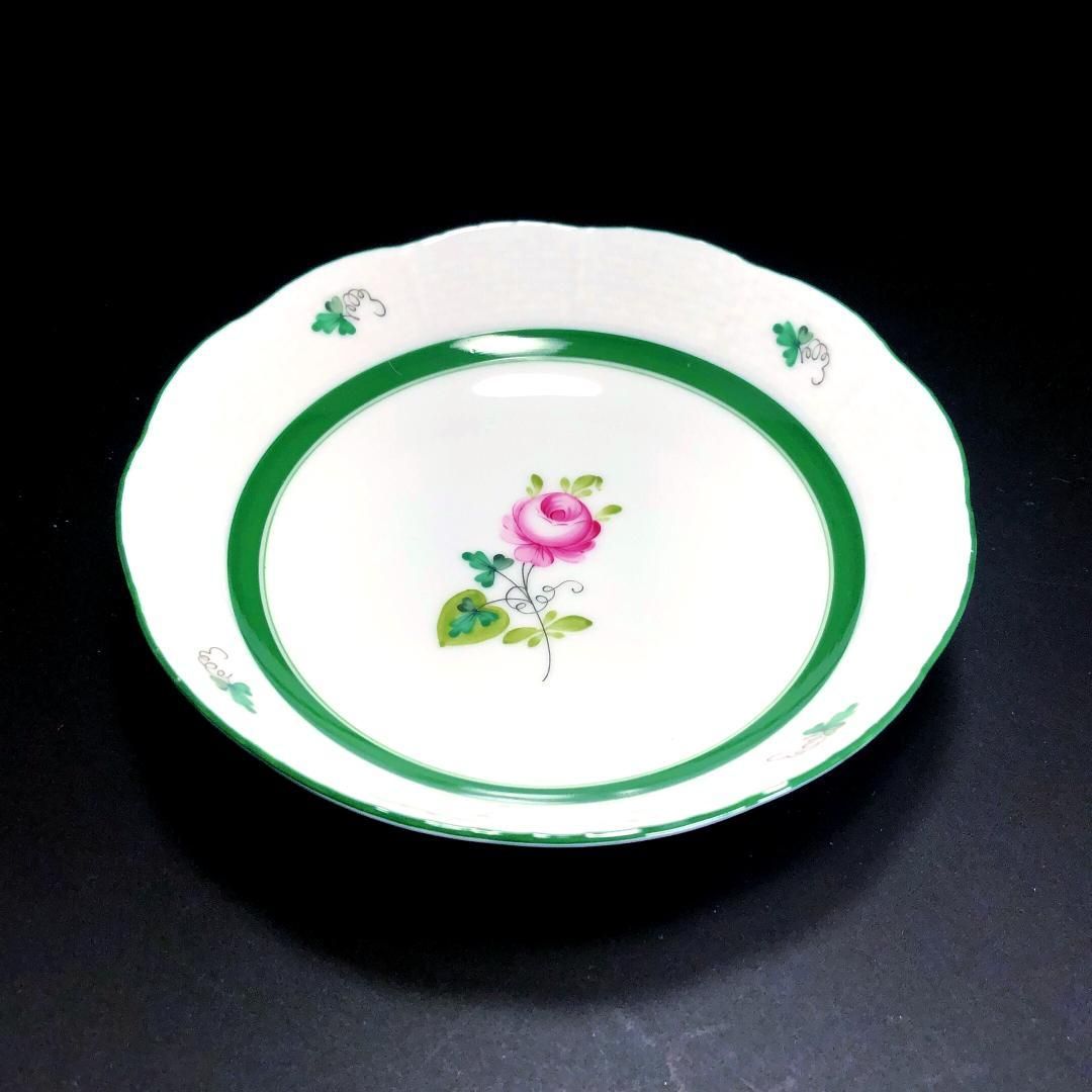 【美品】HEREND ヘレンド／ウィーンのバラ カップ＆ソーサー1客・カップのみ1客・フルーツ皿1枚／フローラル・花／陶器／ホワイト・グリーン