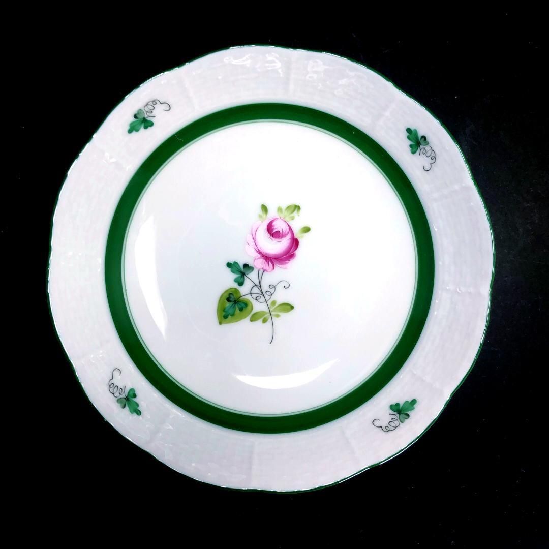 【美品】HEREND ヘレンド／ウィーンのバラ カップ＆ソーサー1客・カップのみ1客・フルーツ皿1枚／フローラル・花／陶器／ホワイト・グリーン