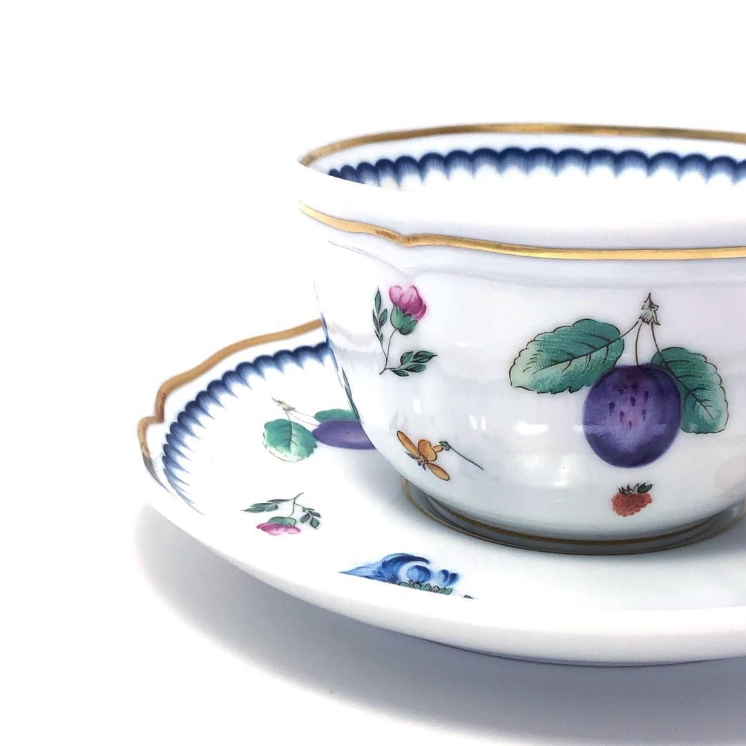 【美品・箱付き】Richard Ginori リチャードジノリ／イタリアンフルーツ カップ＆ソーサー＆プレート／陶器／ホワイト