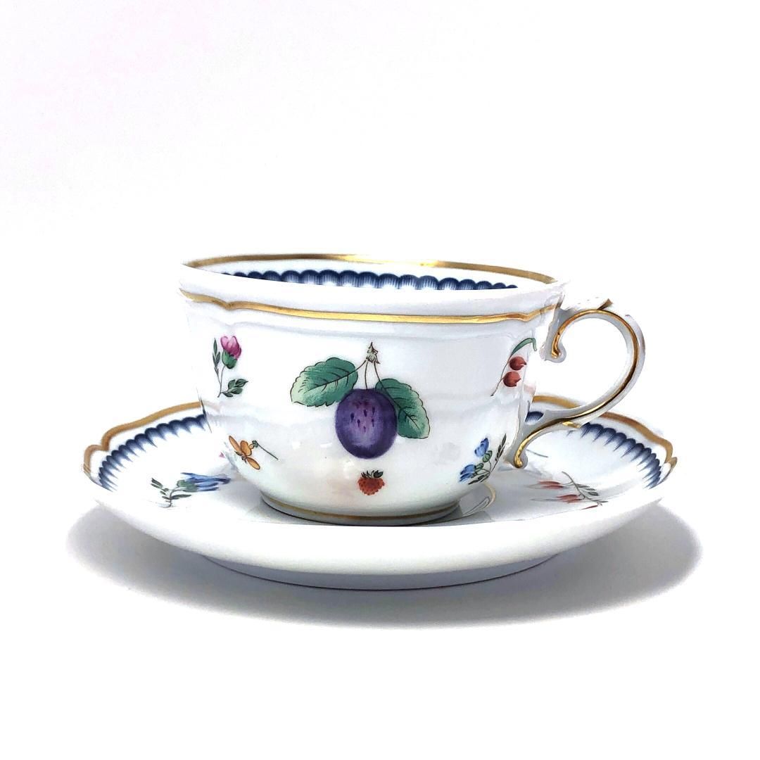 【美品・箱付き】Richard Ginori リチャードジノリ／イタリアンフルーツ カップ＆ソーサー＆プレート／陶器／ホワイト