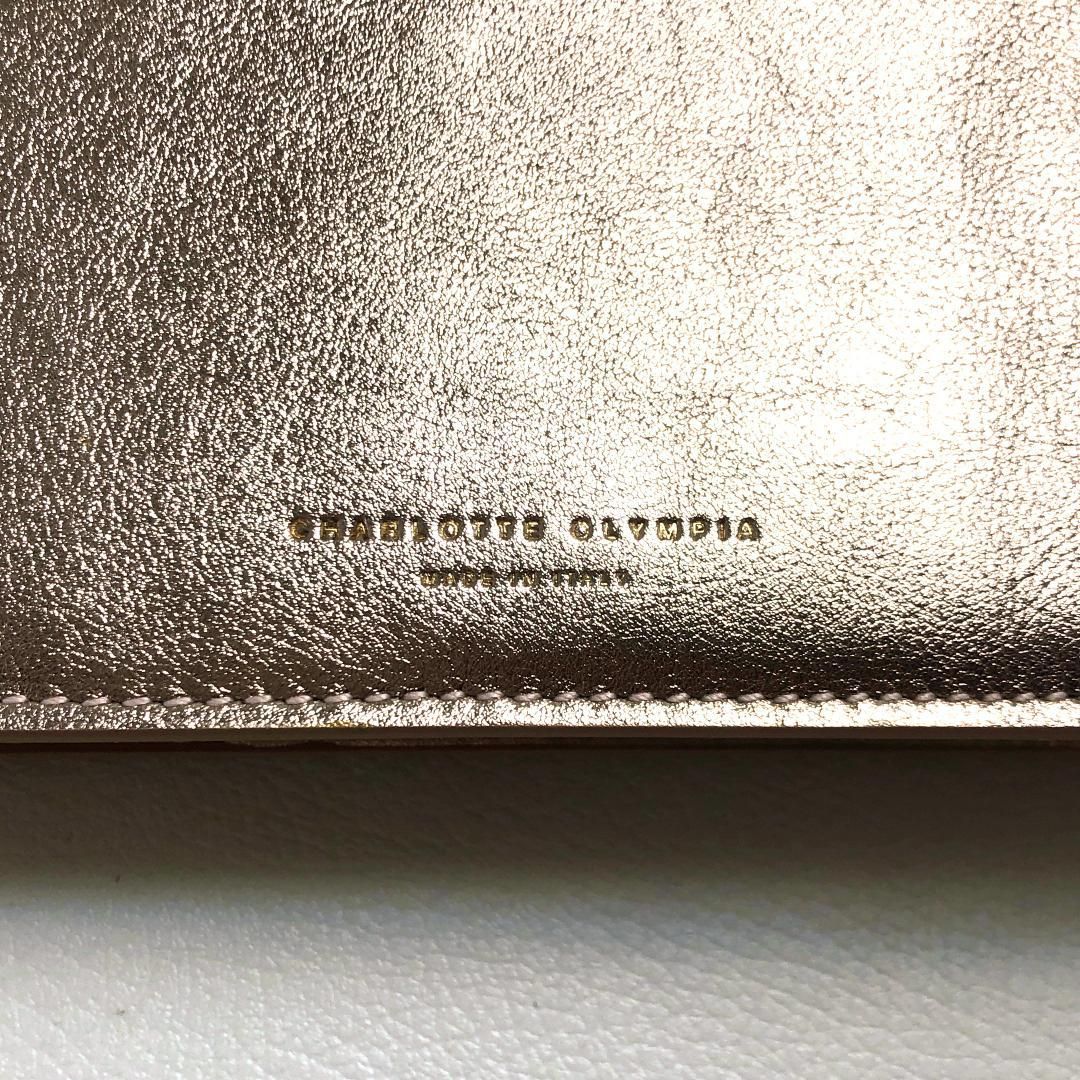 【美品・箱・保管袋付】Charlotte Olympia シャルロットオリンピア／ショルダーバッグ／猫／レザー／シャンパン ピンク