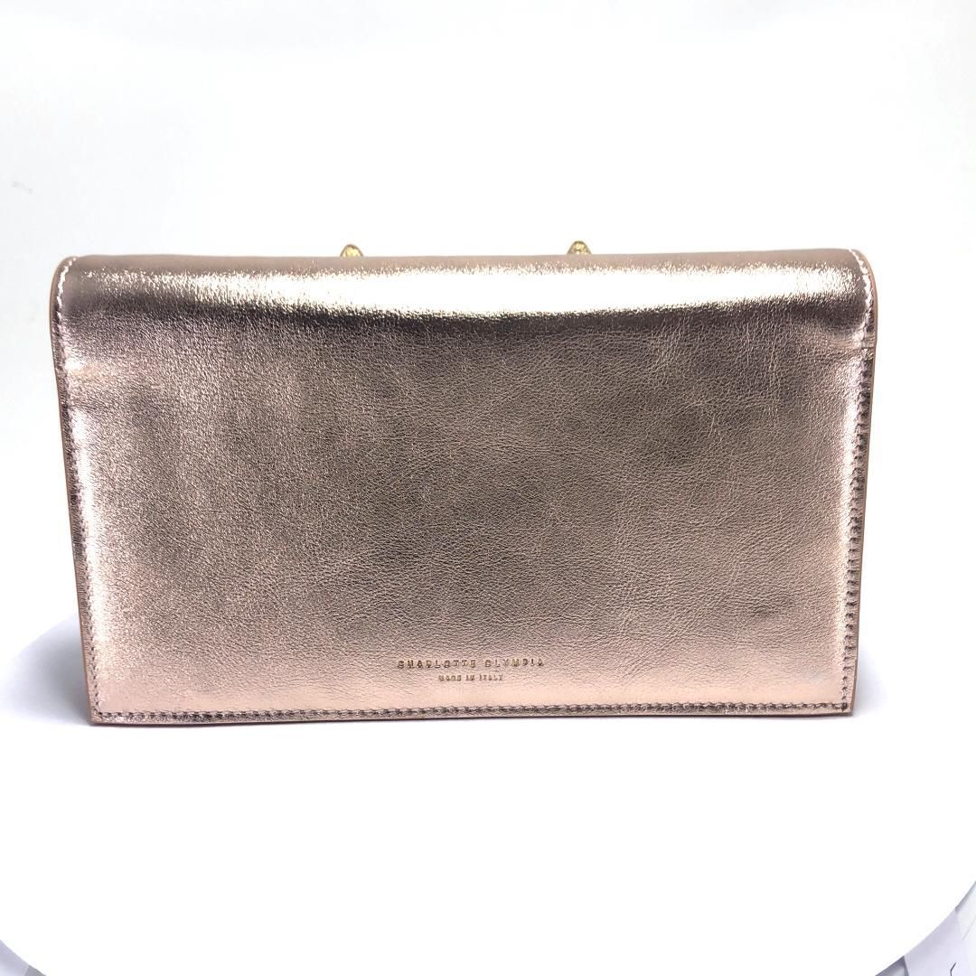 【美品・箱・保管袋付】Charlotte Olympia シャルロットオリンピア／ショルダーバッグ／猫／レザー／シャンパン ピンク