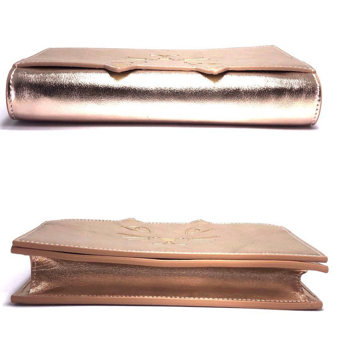 【美品・箱・保管袋付】Charlotte Olympia シャルロットオリンピア／ショルダーバッグ／猫／レザー／シャンパン ピンク