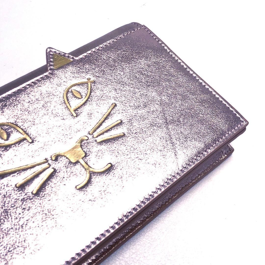 【美品・箱・保管袋付】Charlotte Olympia シャルロットオリンピア／ショルダーバッグ／猫／レザー／シャンパン ピンク